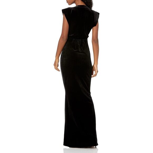 Norma Kamali V Neck Rectangle Velvet Gown in Black Small New Womens Long Dress - Picture 13 of 16